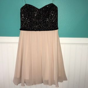Black sequin and pink dress